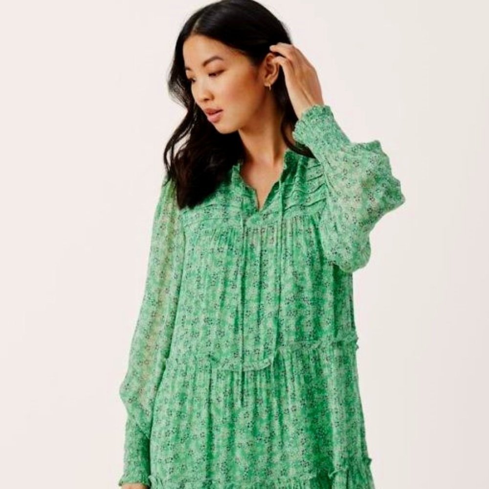NWT, Green Dress "Part Two" Designer, Greenbrair Mini Flower Dress